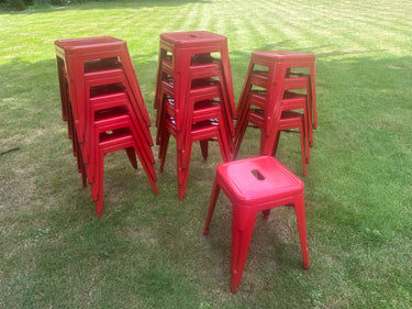 Bolero Bistro Red Metal Low Stools