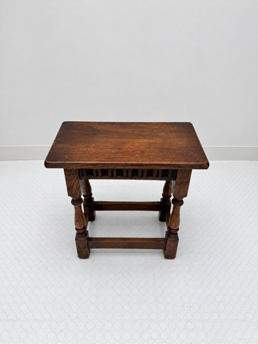Vintage Oak Joint Stool / Jacobean Revival Side Table