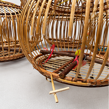 Vintage Chinese Bamboo Nesting Bird Cages - Set of 5