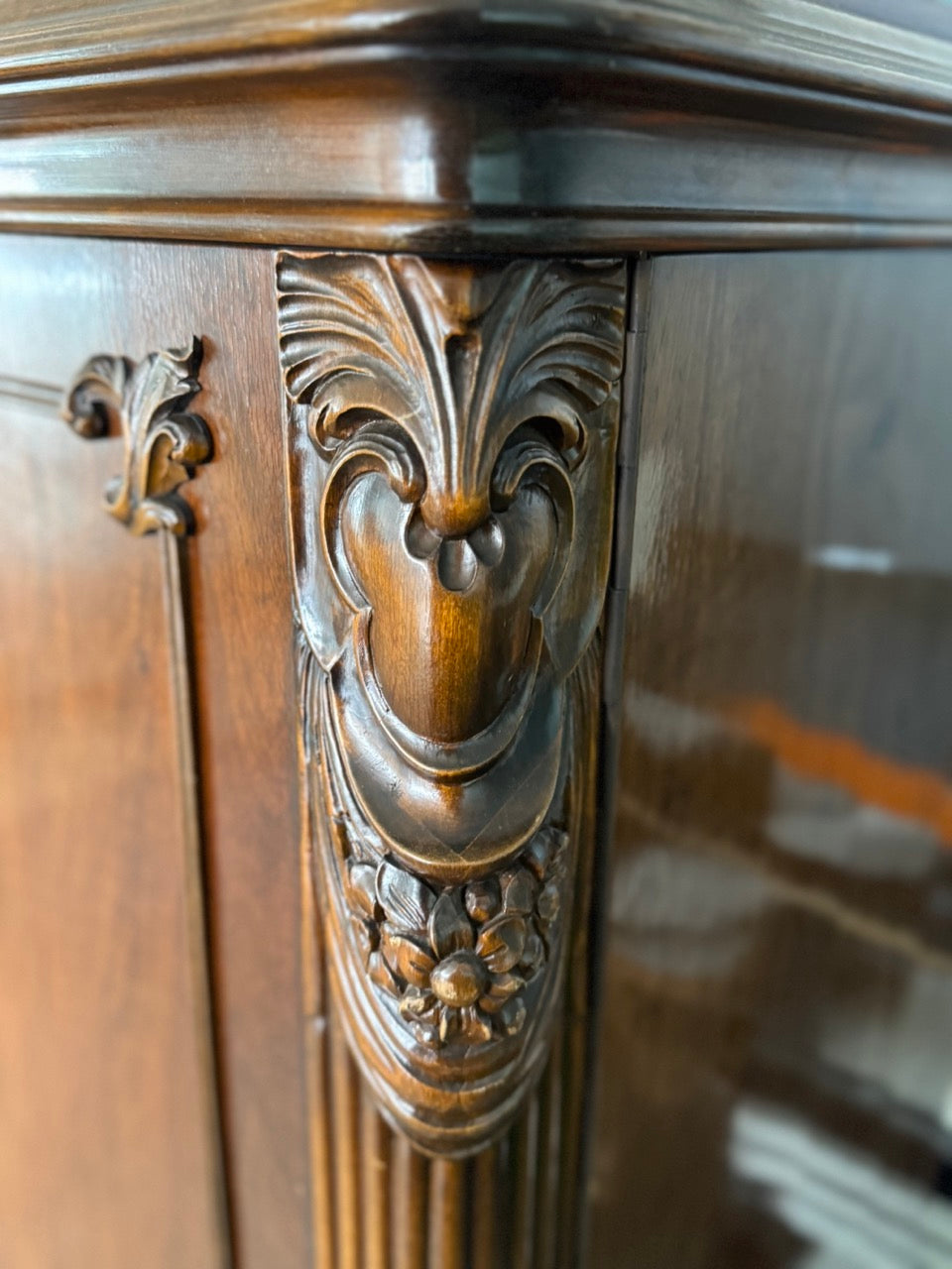 French Louis XV Style Carved Walnut 4-Door Enfilade