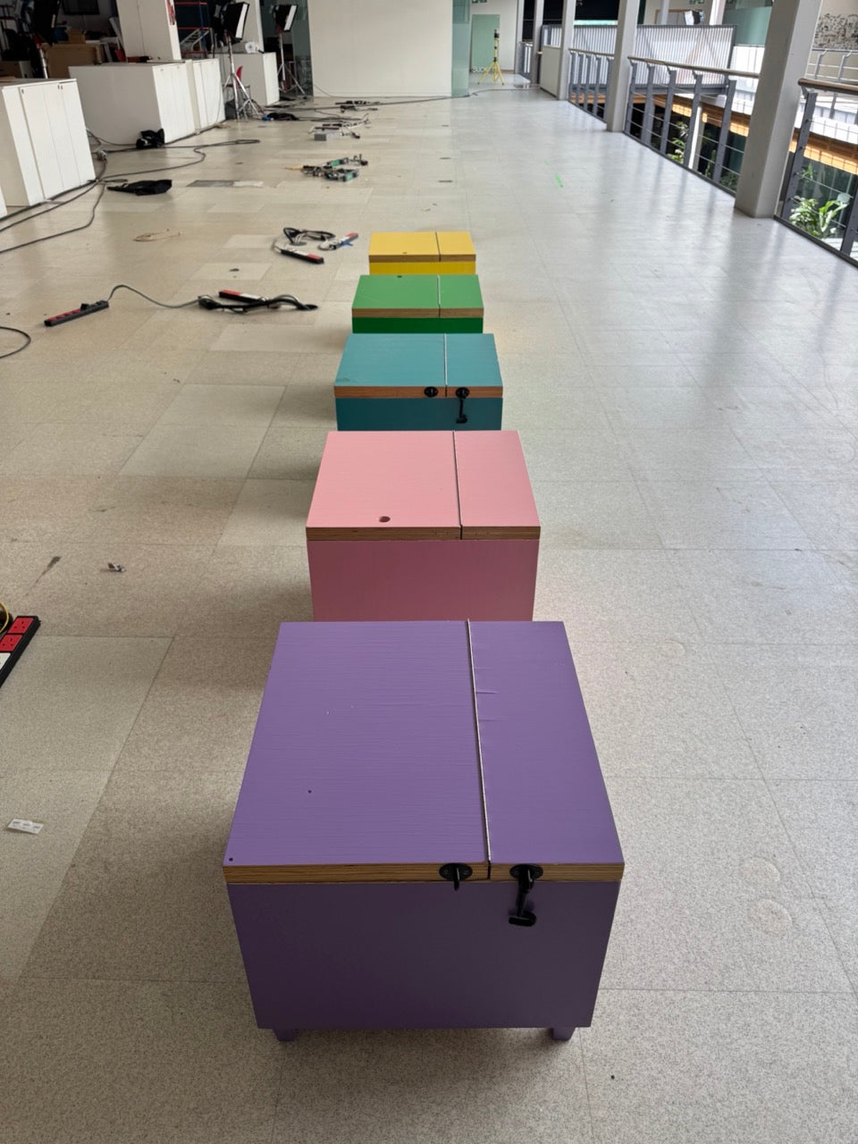 Bespoke Cube Colour Blocked Ply Wood Storage Units - set of 6