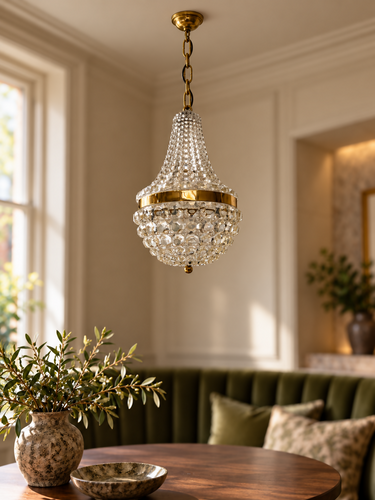 ‘Diamond Stones’ Glass Chandelier — Attributed to Baccarat, circa 1950