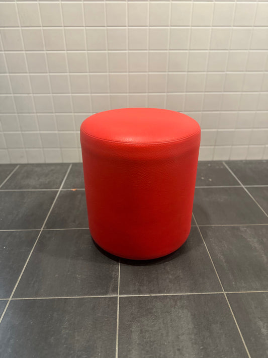 Red cushion poofs (set of 3)