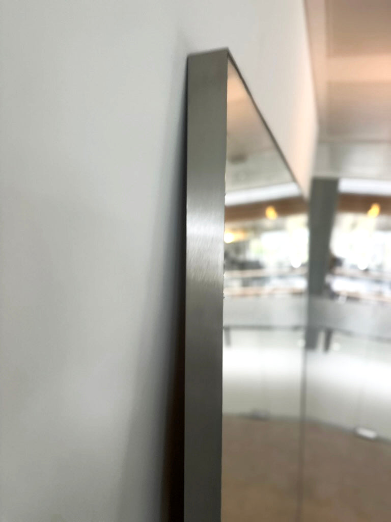 Large square mirror with steel frame