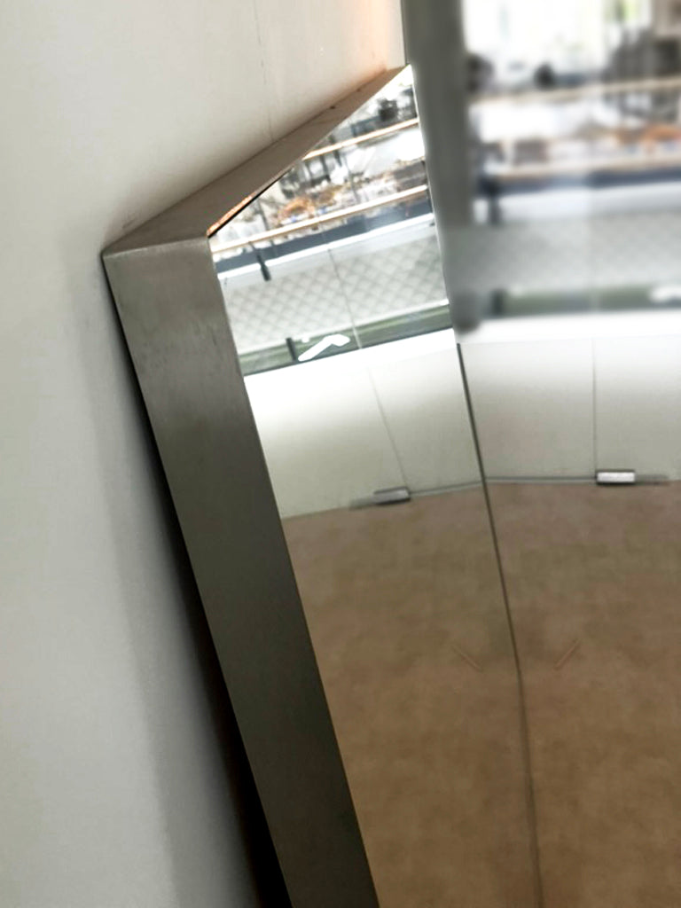 Large square mirror with steel frame