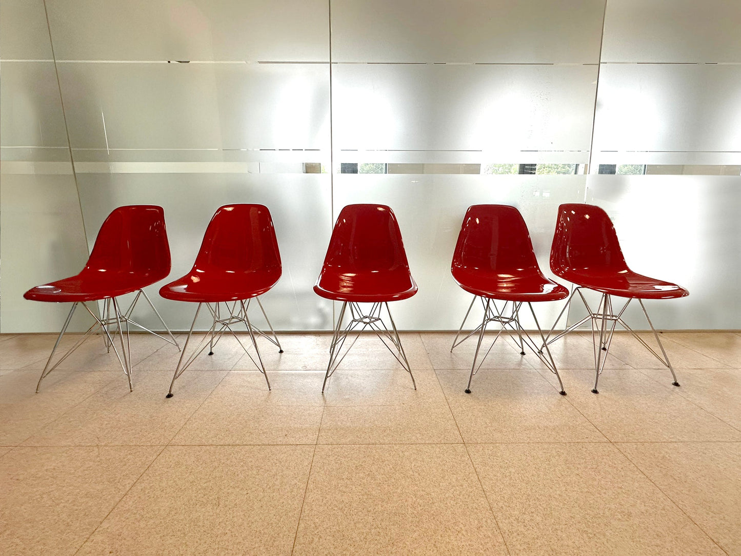 Vitra Style Eames Dining Chairs DSR, Red Glossy, Eiffel (5)