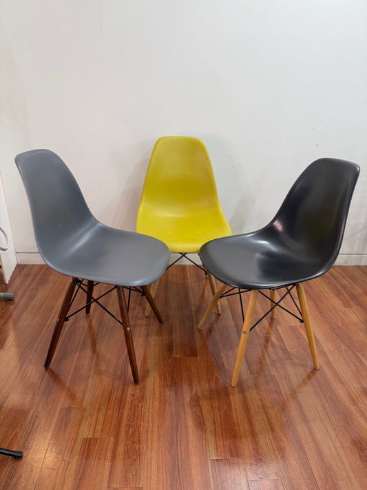 Vitra-Style Dining Chairs, Green, Grey & Black - set of 3