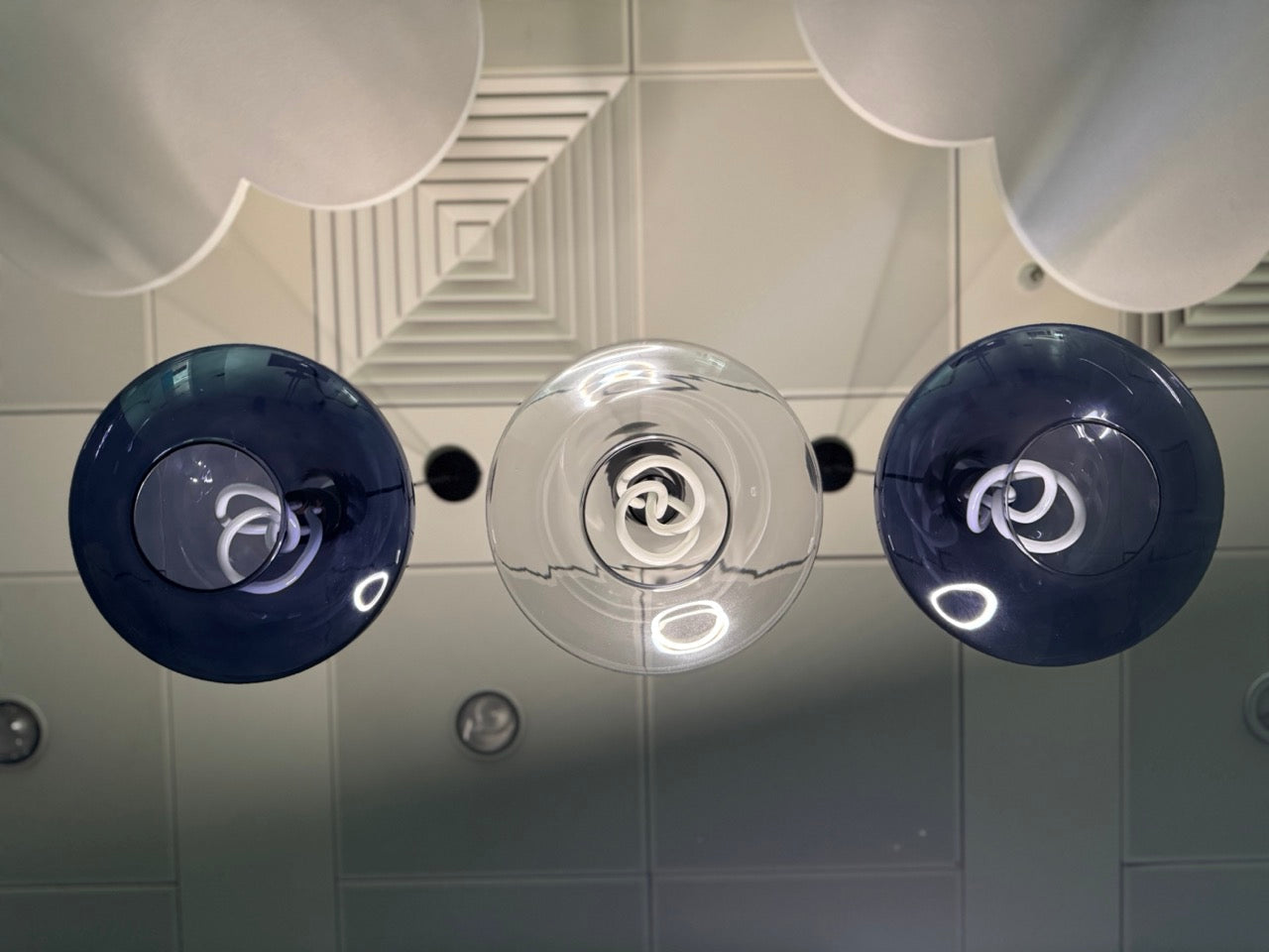 Plume Pendant Lamps clear and blue