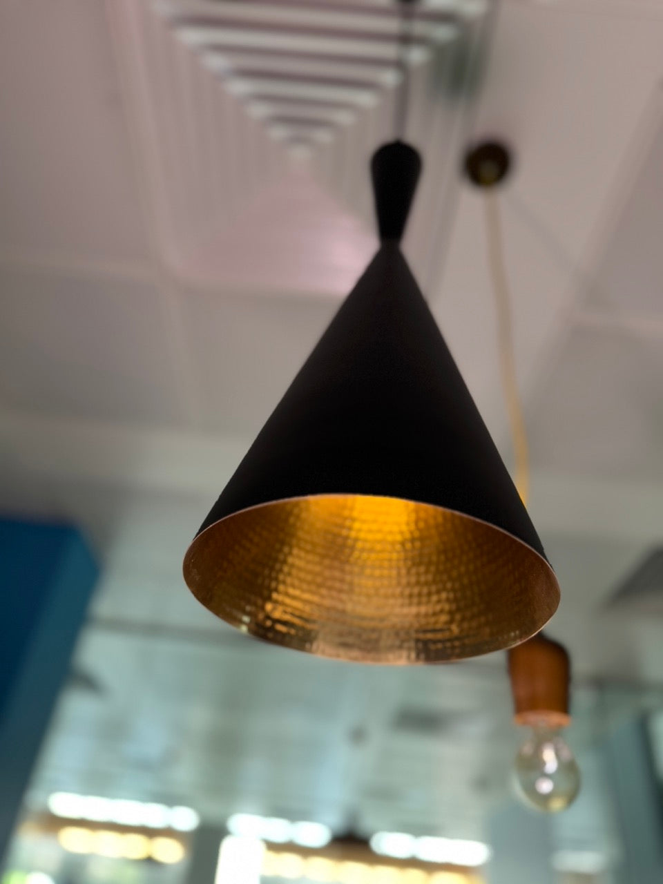 Tom Dixon Beat Tall Pendant Matt Black Brass