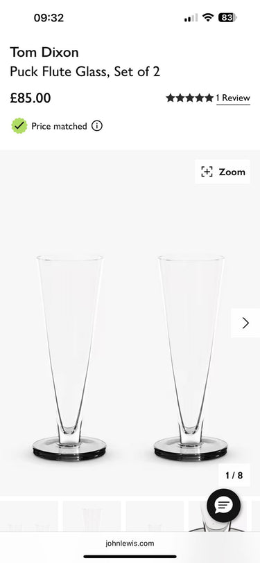 Tom Dixon Puck Flute Glasses, Set of 2