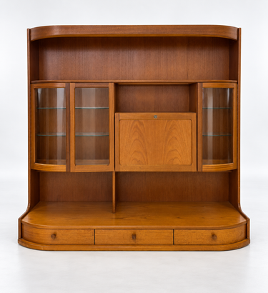 Nathan Classic Teak Wall Unit - Curved Sideboard & Hutch