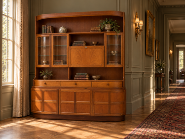 Nathan Classic Teak Wall Unit - Curved Sideboard & Hutch