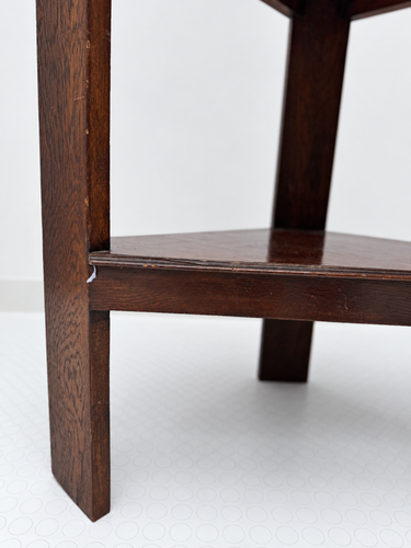 Vintage Art Deco Solid Oak Triangular Corner Table / Nesting Table (c. 1930s)