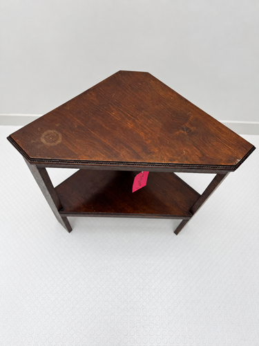 Vintage Art Deco Solid Oak Triangular Corner Table / Nesting Table (c. 1930s)