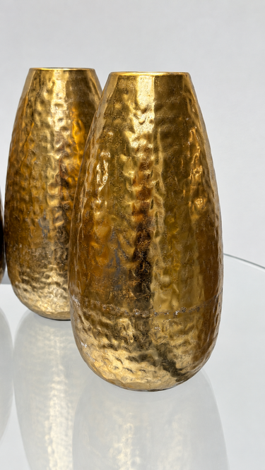 Champagne Gold Hammered Metal Vase