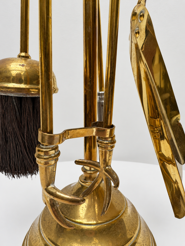 Brass Fireplace Companion Set with Figurative Handles