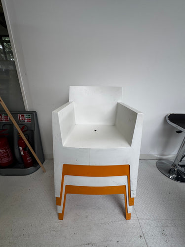 Set of 4 Driade "Toy" Armchairs by Philippe Starck (White & Mustard Yellow)