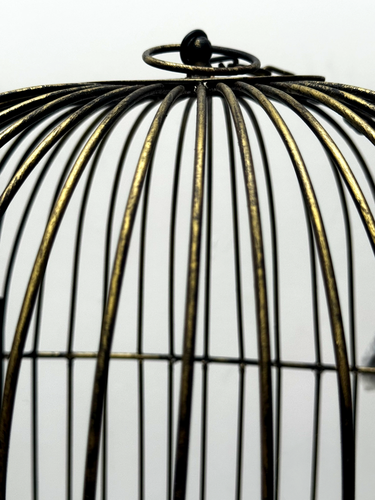 Domed Metal Decorative Birdcages in Distressed Black & Gold - Set of 3
