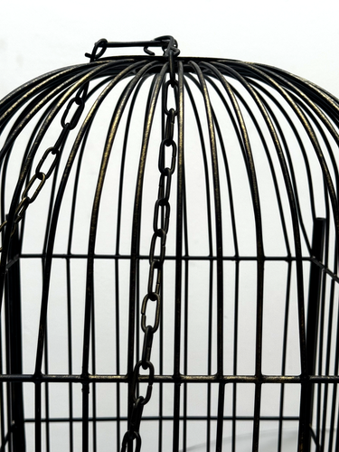 Domed Metal Decorative Birdcages in Distressed Black & Gold - Set of 3