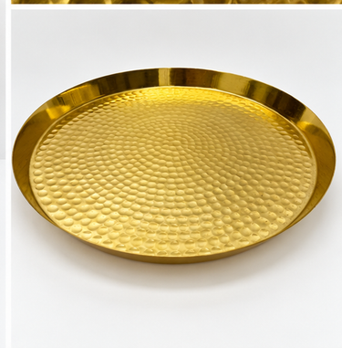 Dunelm Gold Metal Hammered Decorative Tray (32cm) — New with Tags