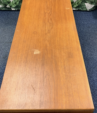 Alfred Cox antique mid-century double-sided walnut desk with 6 drawers