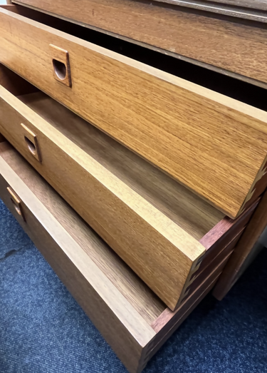 Alfred Cox antique mid-century double-sided walnut desk with 6 drawers