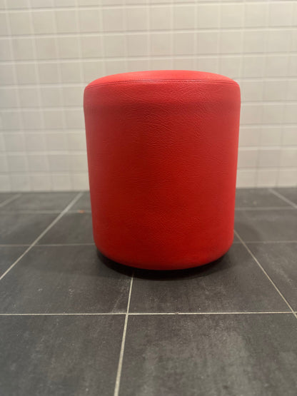 Red cushion poofs (set of 3)