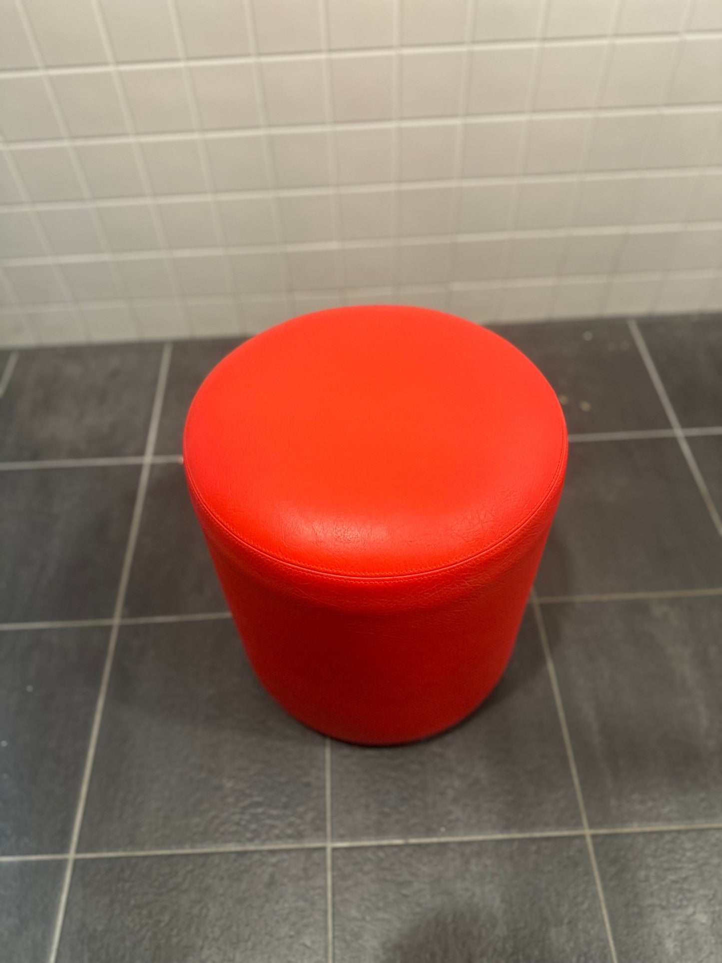 Red cushion poofs (set of 3)