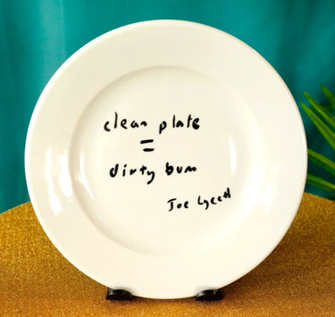 SKY ARTS | Dinner plate designed by Joe Lycett | CLEAN PLATE = DIRTY BUM