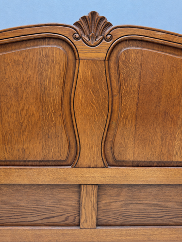 Vintage French Louis XVI/XV-style double bed frame made of oak