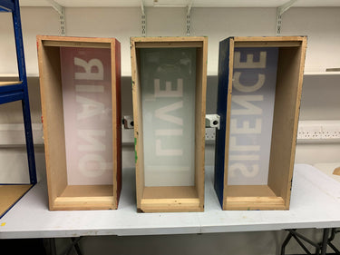 3 ON AIR, LIVE & SILENCE Large Light Box Signs | Set Dressing Props