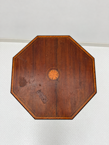 Fine Antique Edwardian Inlaid Mahogany Octagonal Occasional Table (c. 1900)