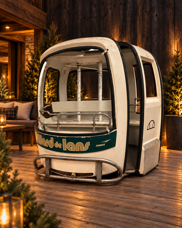 POMA Ski Gondola Cabin -- Green & Off-White
